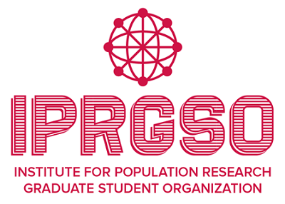 IPRGSO Logo, Globe with Institute for Population Research Graduate Student Organization 