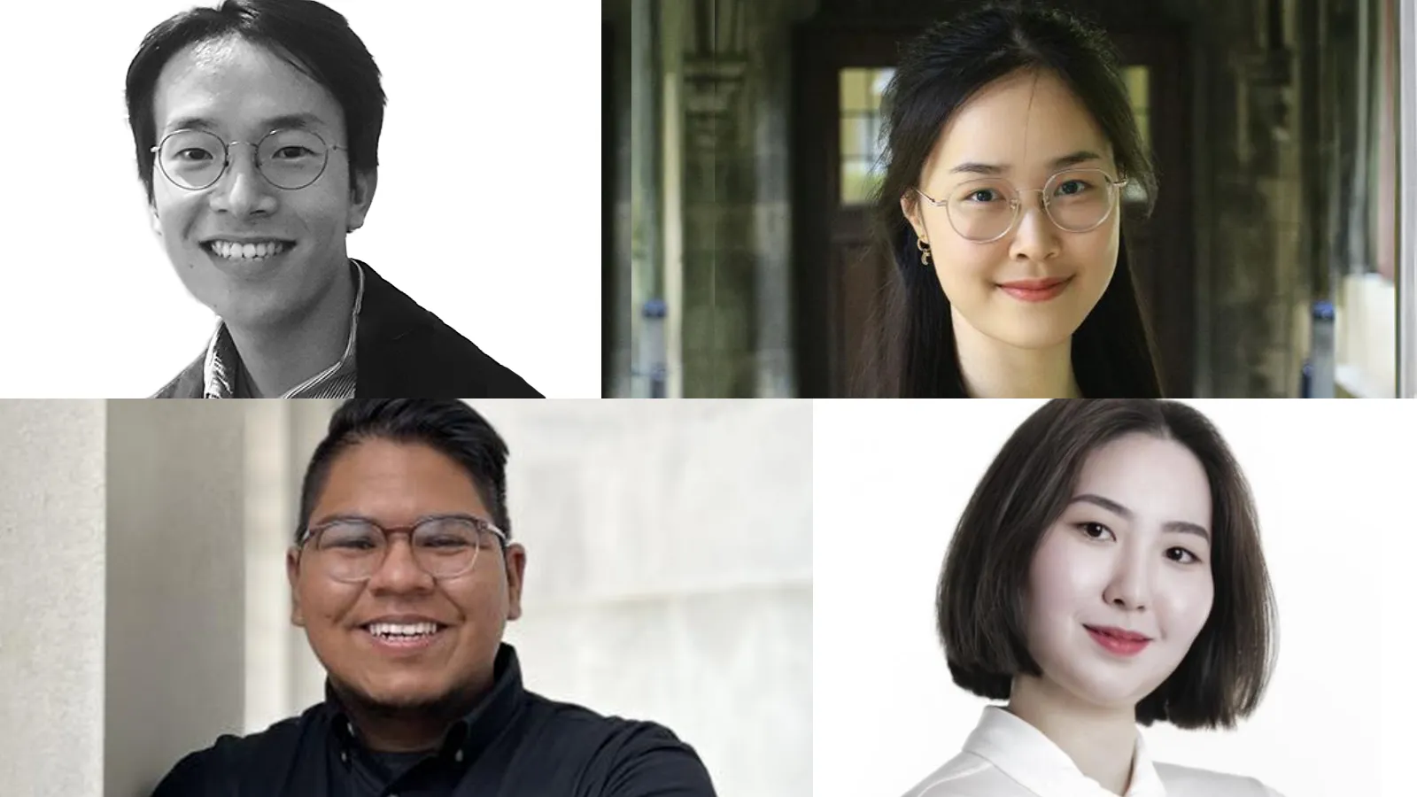 Portraits of Taehyun Kim, Jierui Li, Seungyeon Yang and Jeremiah Nunez