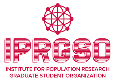 IPRGSO Logo, Globe with Institute for Population Research Graduate Student Organization