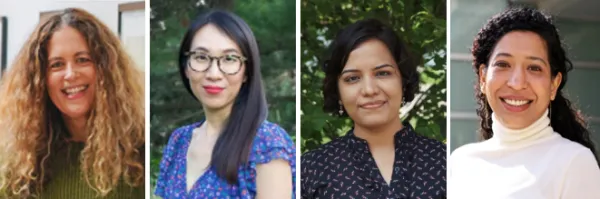 Portraits of Gia Barboza-Salerno, Joyce Lee, Smitha Rao, and Parvati Singh