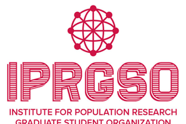 IPRGSO Logo, Globe with Institute for Population Research Graduate Student Organization
