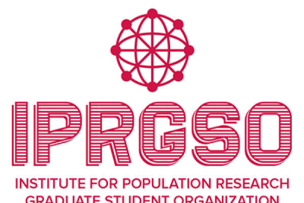 IPRGSO Logo, Globe with Institute for Population Research Graduate Student Organization 